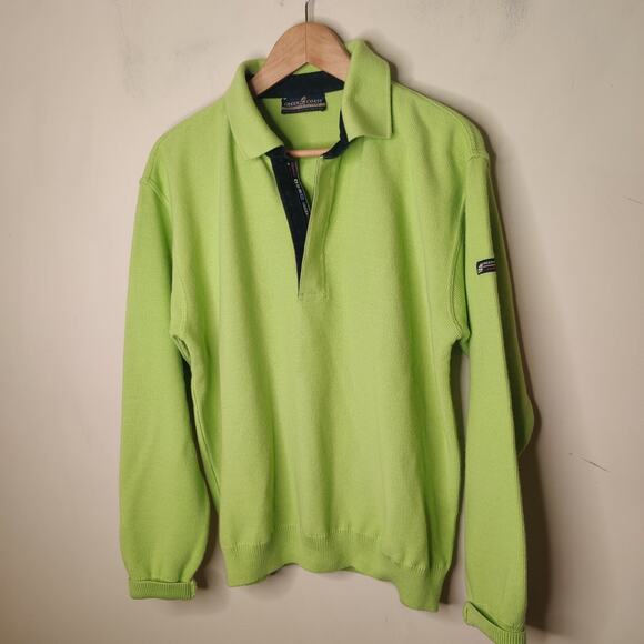 Green Coast Yachting Outfits Sweater Water Repellant Wool Size 52 Luxury Italy - Picture 4 of 14